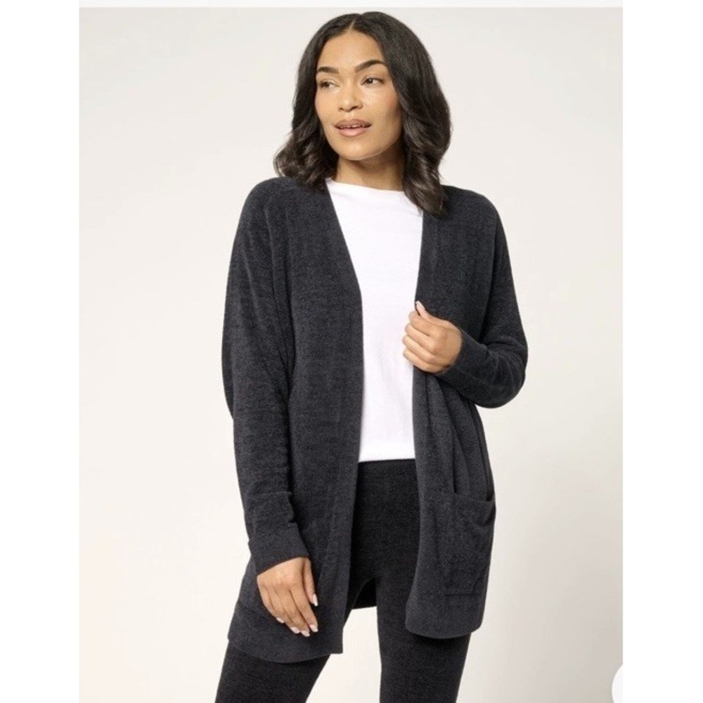 NWT Barefoot Dreams CozyChic Ultra Lite Sunrise Cardigan Sweater Black S New